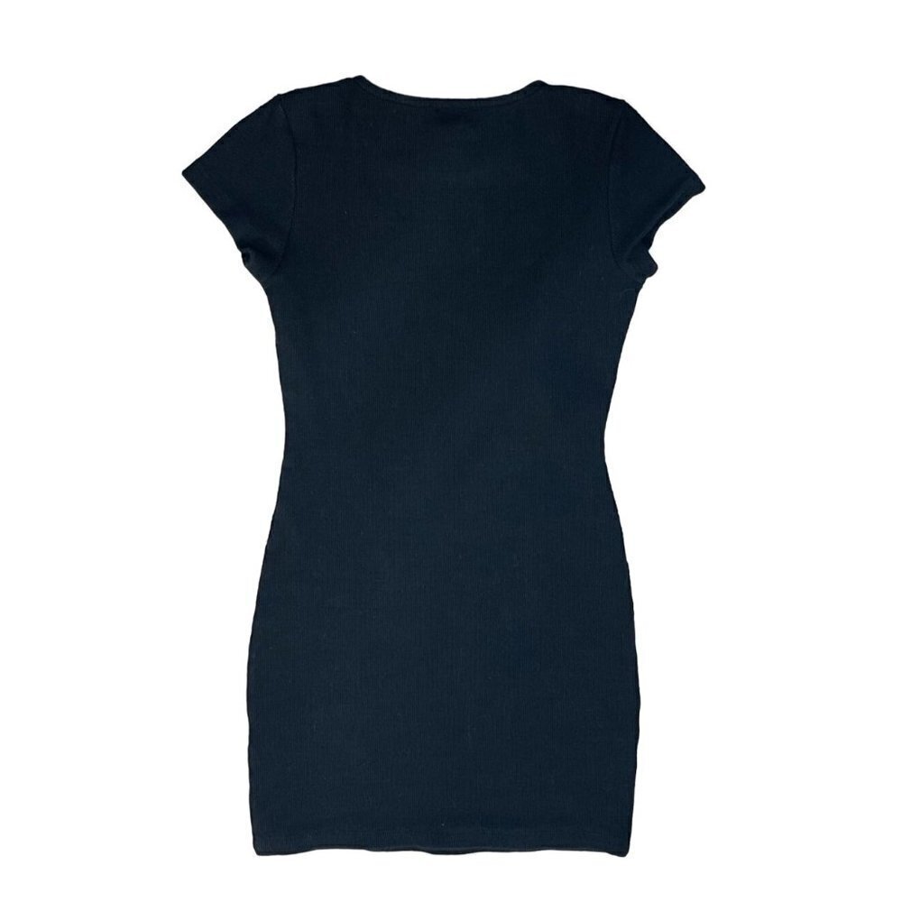 Princess Polly Knit Mini Dress Cap Sleeve Ribbed Solid Black Stretch Size 2 - Picture 2 of 7